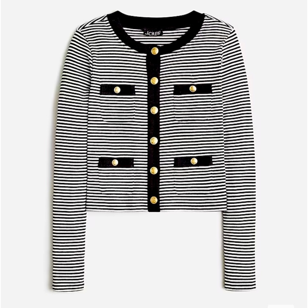 NWOT J Crew Vintage rib lady jacket in stripe Sz S
